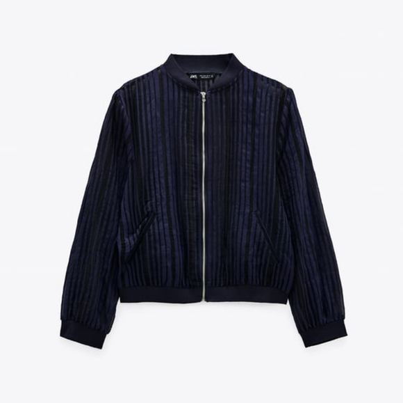 Zara Jackets & Blazers - NWT Zara striped organza bomber jacket